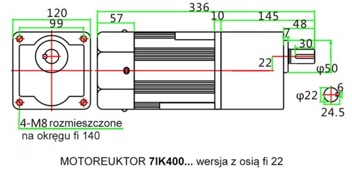 Цилиндрический мотор-редуктор 400 Вт DISCOTECH 21 об/мин