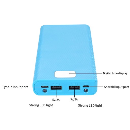 Корпус PowerBank 8 ячеек 18650 2xUSB USB C Micro