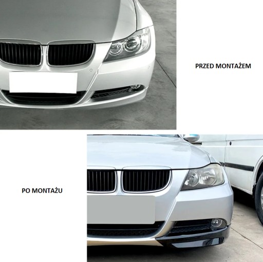 Dokładka zderzaka splitter CZARNY POŁYSK BMW E90 E91 2005-2008 PRZEDLIFT