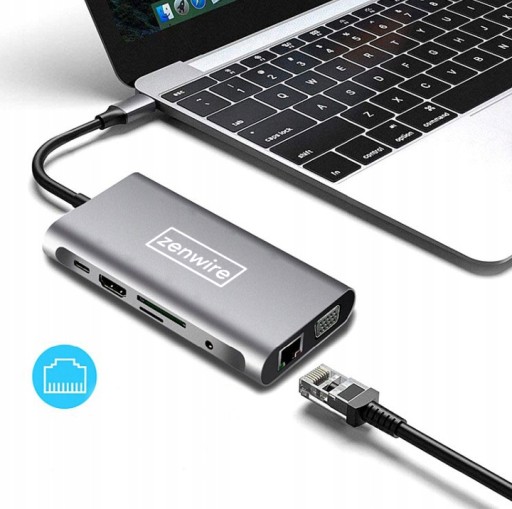 HUB USB-C Адаптер HDMI 11 в 1 4K VGA Gigabit Ethernet Разъем RJ45 SD VGA M1 M2