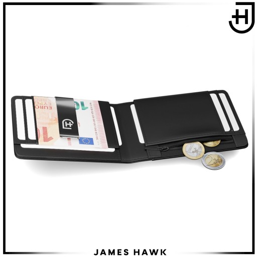 James Hawk Smart Wallet тонкий мужской кожаный кошелек 1,5 см Черный RFID