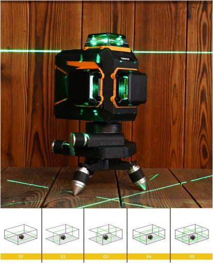ЛАЗЕРНЫЙ УРОВЕНЬ 360 ПЛОСКОСТЬ 3D CROSS PRO GREEN DEKO DKLL12PB2