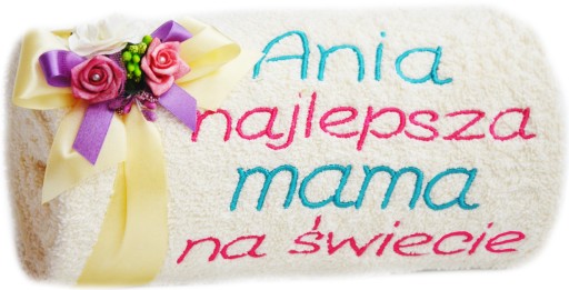 PREZENT dla MAMY Gruby Ręcznik z HAFTEM Imieniem
