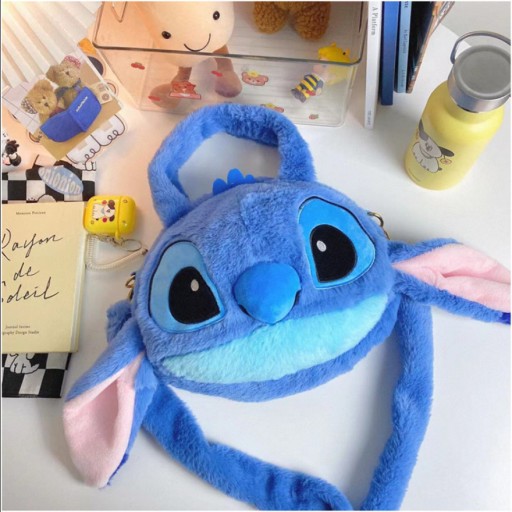 СУМКА НА ПЛЕЧЕ LILO AND STITCH, СИНЯЯ ПЛЮШЕВАЯ, ВМЕСТИМОСТЬ ДЛЯ ДЕВОЧКИ