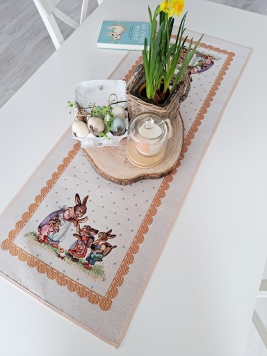 BIEŻNIK WIELKANOCNY NA ŁAWĘ 40x100 cm W ZAJĄCZKI