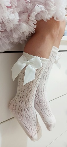 Носки детские, АЖУР, КРЕМОВЫЙ, ЭКРЮ, на КРЕЩЕНИЕ 62-68-74