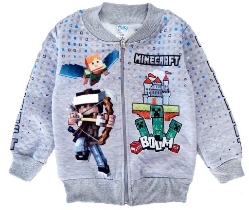 Толстовка для мальчика 104 MINECRAFT GREY BOMBER
