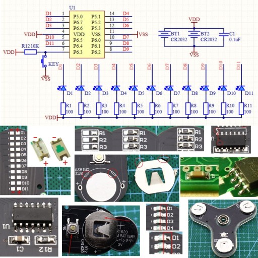 Fidget gyro Spinner SMD паяльный чип DIY KIT