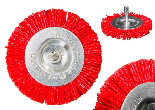 SZCZOTKA NYLONOWA tarczowa fi 75 mm trzpień 6 mm