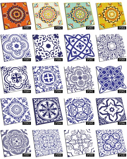НАКЛЕЙКИ НА ПЛИТКУ ПВХ 20х20 см ЦВЕТНЫЕ AZULEJOS
