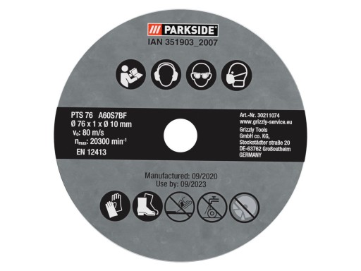 Аккумуляторная угловая шлифовальная машина Ø76мм 12В PWSA 12 B1 PARKSIDE