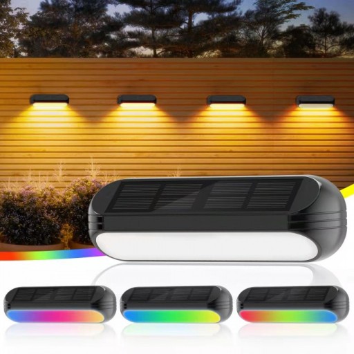 Светодиодный RGB солнечный фасадный светильник + теплый цвет, декоративный