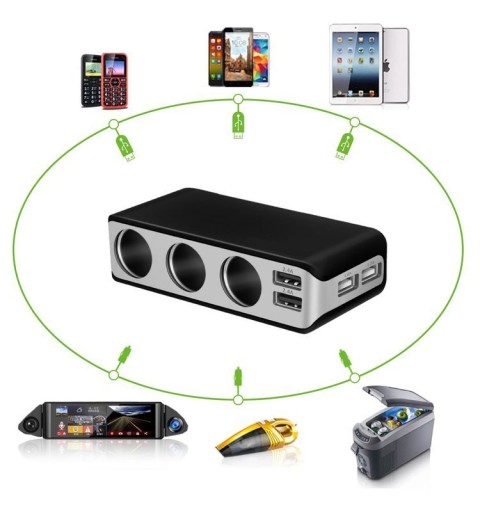 РАЗВЕДЧИК ДЛЯ ПРИКУРИВАТЕЛЯ С 4 ПОРТАМИ USB И ВОЛЬТМЕТРОМ
