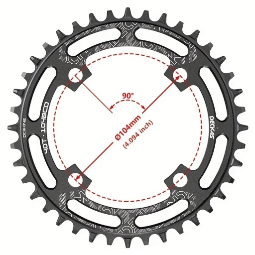 Узкая широкая круглая звездочка DECKAS 42T 104 BCD