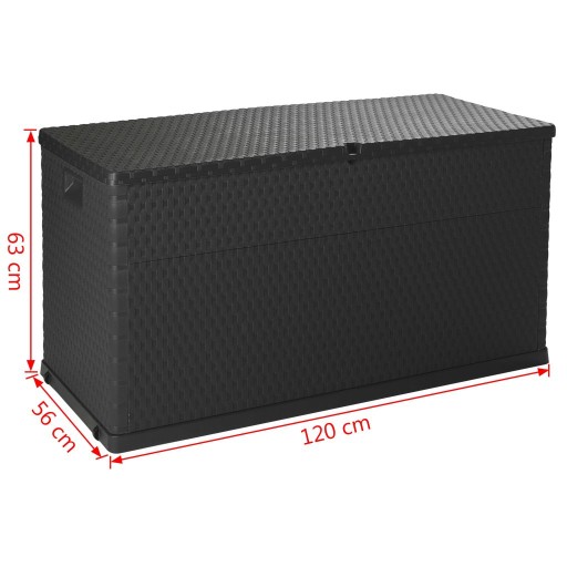 Skrzynia ogrodowa, antracytowa, 120x56x63 cm, ratt