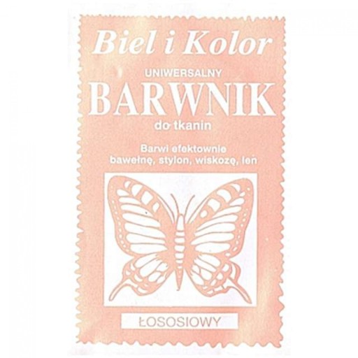 Barwnik do tkanin farba z motylem ŁOSOSIOWY