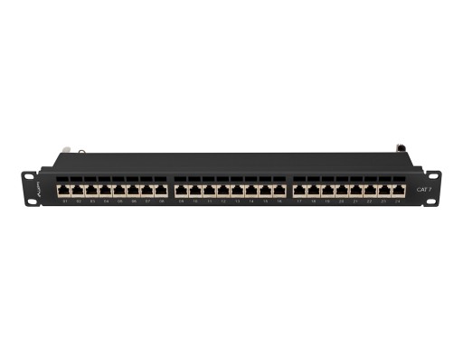 Патч-панель Lanberg 19 24xRJ45 1U черный экран кат.7