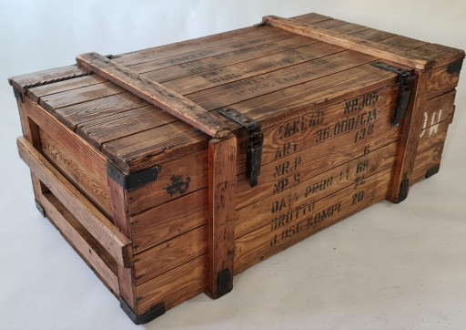 Skrzynia wojskowa duża, szlifowana, lakier 105x43x62 LOFT