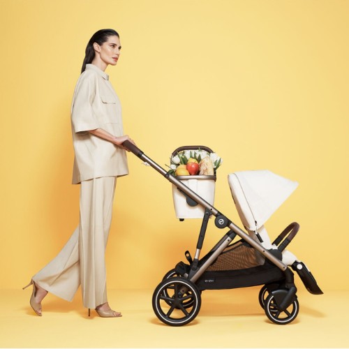 КОЛЯСКА CYBEX GAZELLE S 2 ДВУХМЕСТНАЯ КОЛЯСКА МОРСКАЯ БЕЖЕВАЯ TPE кремовая