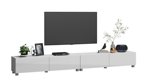 Szafka RTV 240cm biała szafka pod telewizor meble rtv biały połysk Venezia
