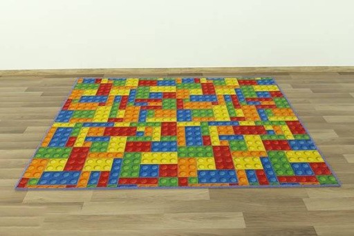 DYWAN MODNY KOLOROWY W KLOCKI DO POKOJU DZIECKA DZIECI NA FILCU 100x200 cm