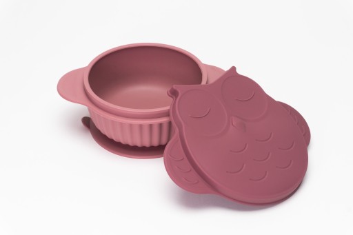 InnoGio Miseczka silikonowa z pokrywką sówka pink