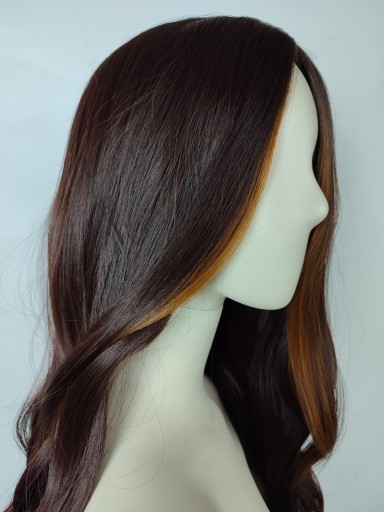 Парик FRONT BLOND, коричневый, без челки, густые волны, светлые блики