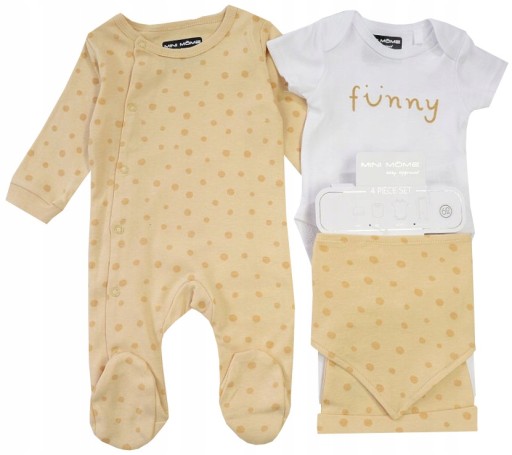 НАБОР Layette из 4 предметов ДЕТСКАЯ НАСОСКА ШАПКА в горошек бежевый 62 R041P