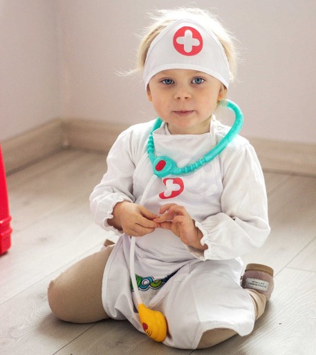FARTUCH STRÓJ LEKARZA DOKTOR PIELĘGNIARKA WOOPIE