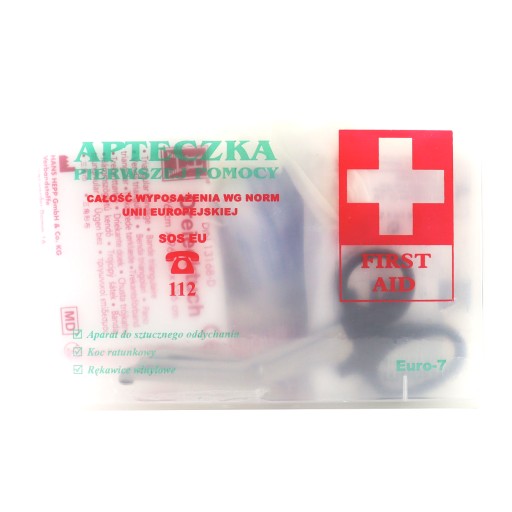 Apteczka samochodowa TYP B Euro-7 przezroczysta
