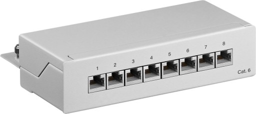 Патч-панель мини/настольная CAT 6 8 портов Серый