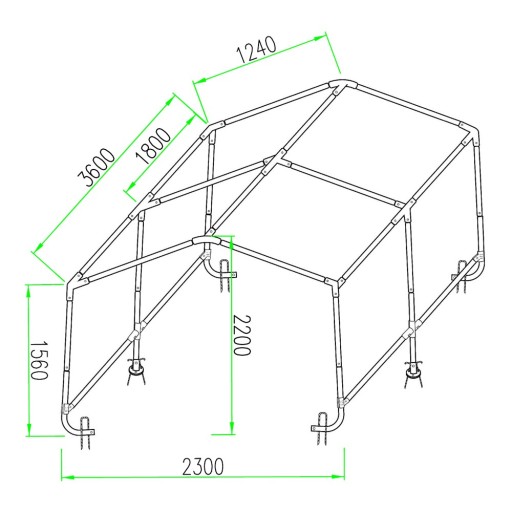 Namiot garażowy PE 230x360x230 szary - NG 8