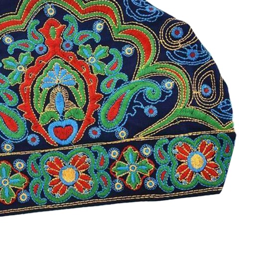Boho damska etniczna czapka turbanowa na głowę szalik czapka haftowana nieb