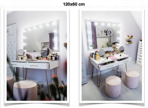 Деревянный письменный стол GLAMOUR, ретро, ​​белый, 120x60, ножки золотые