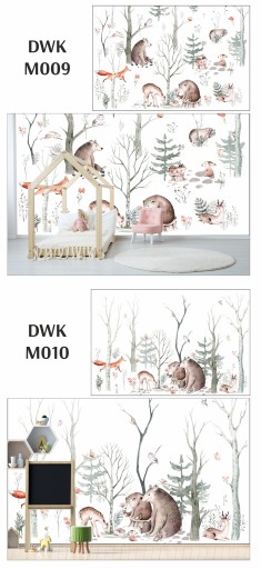 Фотообои лес, плюшевый мишка, горы, олень, лиса - УФ светодиод