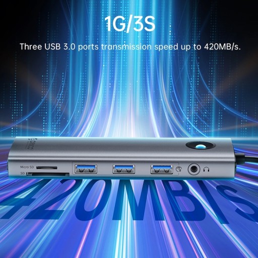 HUB 10in1 USB-C — HDMI 4K 60 Гц VGA 3x USB 3.0 SD Audio PD 100 Вт Gigabit RJ45