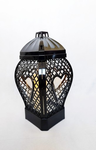 свеча-фонарь Glamour Heart Openwork черная 29 см
