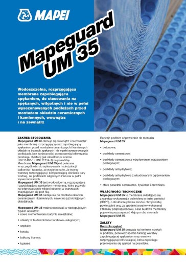 MAPEI Mapeguard UM35 30м 30м2 Компенсационный коврик Гидроизоляционный Балкон Терраса
