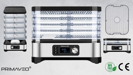 СУШИЛКА ДЛЯ ГРИБОВ, ФРУКТОВ И ОВОЩЕЙ 450 ВТ INOX POWERFUL PRIMAVEO PL