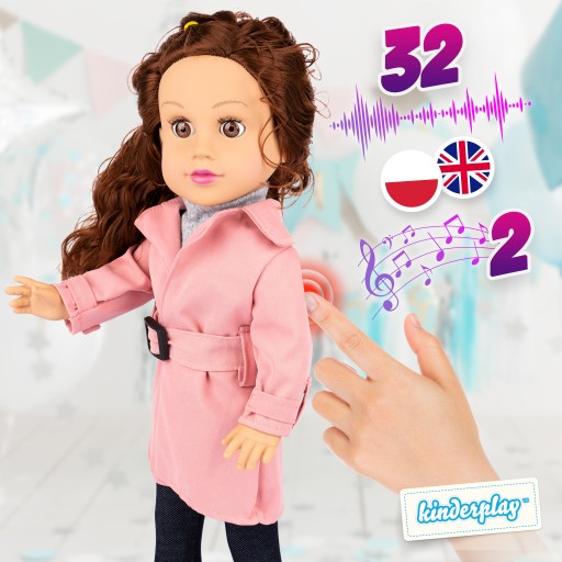 ИНТЕРАКТИВНАЯ КУКЛА ПОЕТ И ГОВОРИТ НА ПОЛЬСКОМ АНГЛИЙСКОМ KINDERPLAY 47см