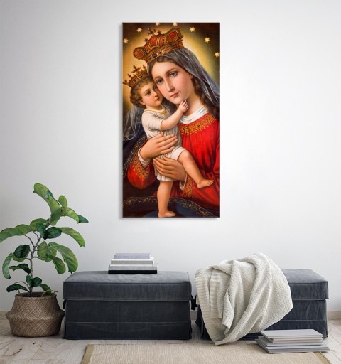 РЕЛИГИОЗНАЯ КАРТИНА ПО СТЕКЛУ МАРИЯ С ИИСУСОМ 120x60