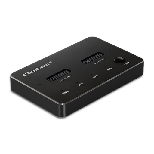 Док-станция для твердотельного накопителя Qoltec M.2 NVMe SATA USB-C DUAL 2x2 ТБ