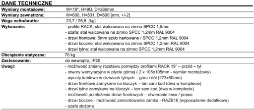 Шкаф RACK Pulsar 9U, подвесной, сложенный, двойной, 600x600 RWD966