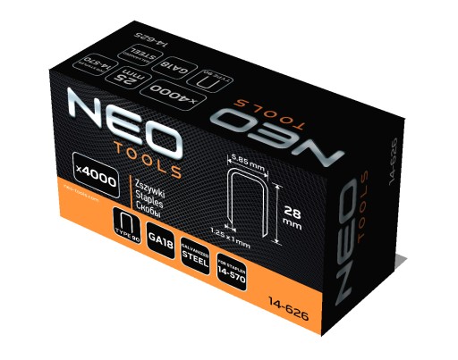 Скобы для обивки NEO TYP90 GA18 длина 28мм 4000 шт.