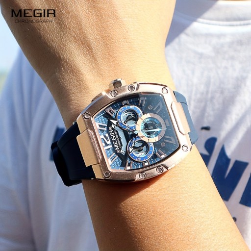 Мужские кварцевые часы MEGIR Fashion Sports, водонепроницаемые