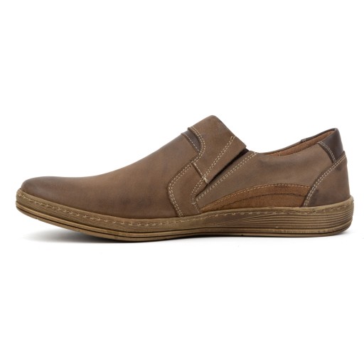 Buty męskie mokasyny skórzane wsuwane slip on POLSKIE 520 brązowe 41