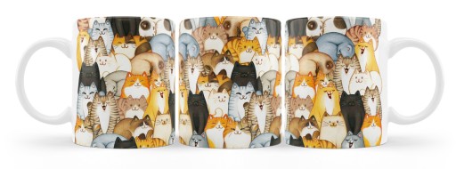Набор кружек с котиками. 4 чашки с кошками. Кошачья кружка.