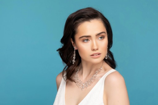 Длинные золотисто-серебряные свадебные клипсы Swarovski COLIBRA