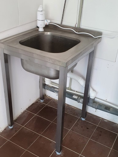 Stół blat roboczy stalowy z jednym zlewem 600x600mm - Hendi 811849