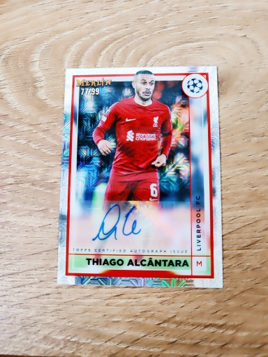 Thiago Alcantara Topps autograf auto Merlin Liverpool limit do 99
